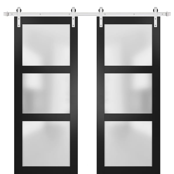 Sartodoors Double Barn Interior Door, 72" x 80", Black LUCIA2552DB-S-BLK-72 - main
